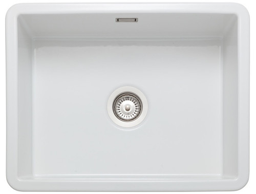 Rangemaster Rustique Single Bowl Inset & Undermount Fire-Clay Ceramic Kitchen Sink - White