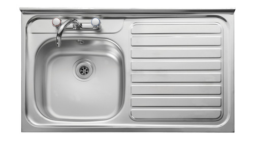 Rangemaster Contract Single Bowl with Right Hand Drainer Inset Stainless Steel Kitchen Sink - Satin