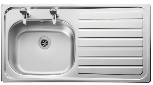 Rangemaster Lexin Single Bowl with Right Hand Drainer 0.6 Gauge Inset Stainless Steel Kitchen Sink - Satin
