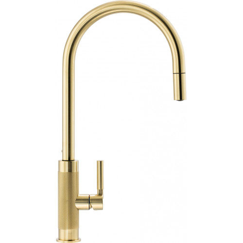 Franke Tessuto J Pull Out Spout Kitchen Tap - Brushed Gold