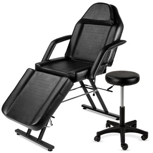 Black Adjustable Massage Bed Salon Chair w/ Hydraulic Stool Q280-IWAM1760