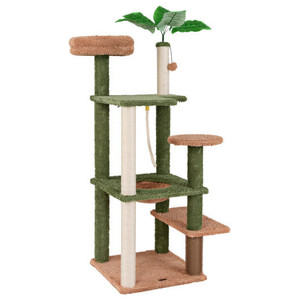 Multilevel Cat Tree with Scratching Posts and Rope Plush Perch Toy Bed-Green - Color: Green D681-PV10195GN