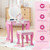 Kids Wooden Makeup Dressing Table and Chair Set with Mirror and Drawer-Pink - Color: Pink D681-HW66654PI