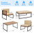 5 Pieces Patio Furniture Set Acacia Wood Sectional Set with Heavy-Duty Metal Frame-Beige B593-HW71665+