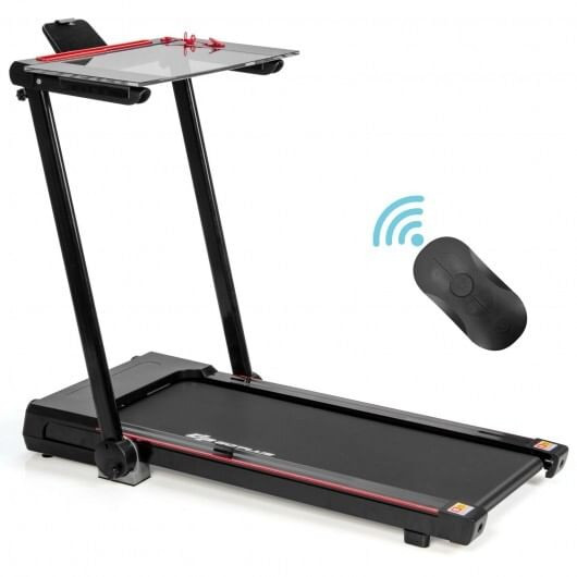 3-in-1 Folding Treadmill with Large Desk and LCD Display-Black - Color: Black D681-SP37179BK