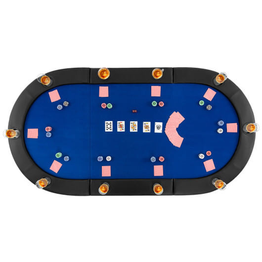 Portable 84 x 42 Inch 10-Player Foldable Padded Poker Table Top-Blue B593-UY10156