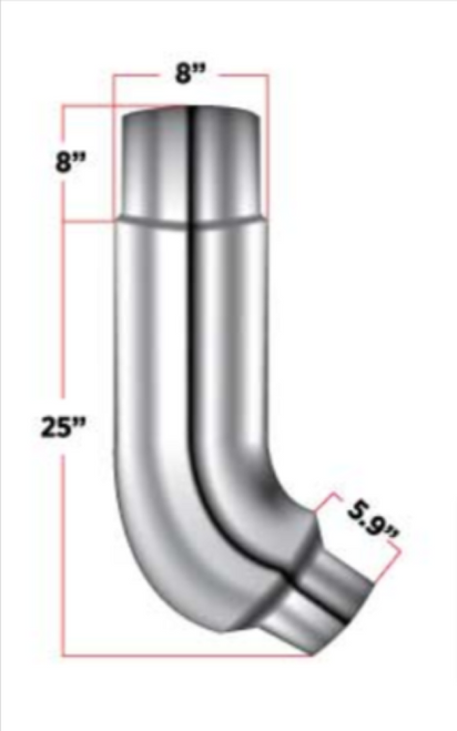 Peterbilt 58° Exhaust Elbow – 8″ Reduced to 5″ Diameter
