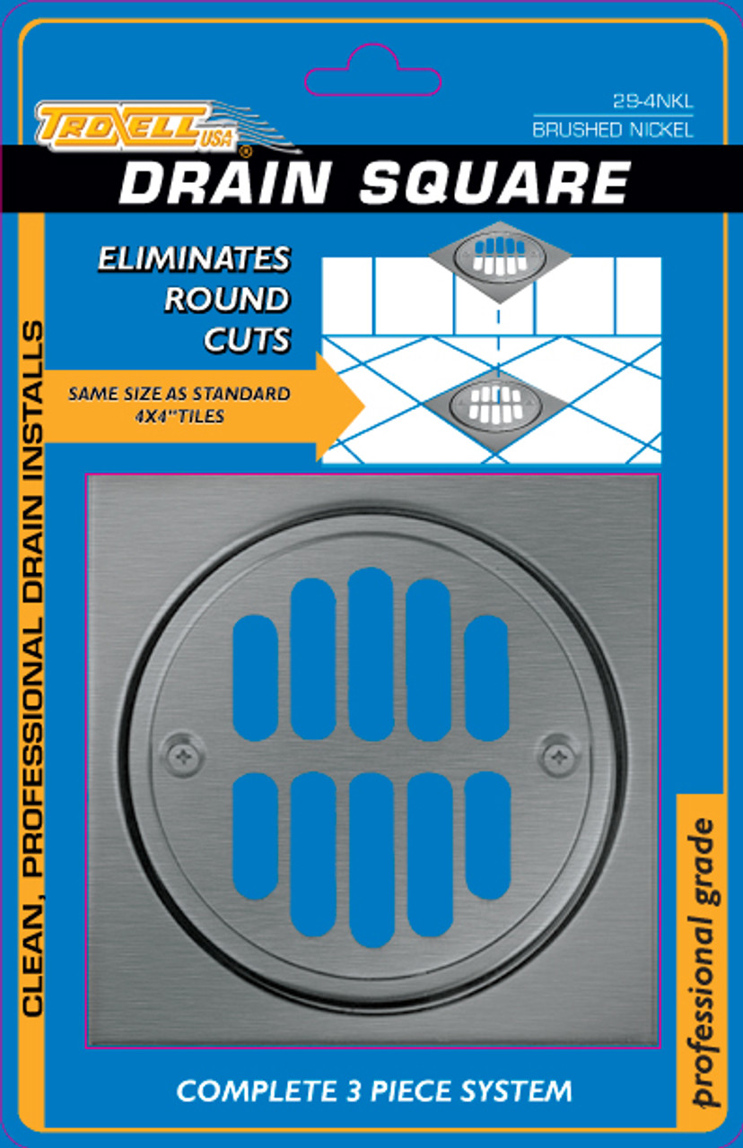 Brushed Nickel Shower Drain Frame 3 Piece Kit TroxellUSA