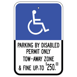 Florida Handicap Parking Sign Parking by Disabled Permit Only 250 Fine ADA Central Signs