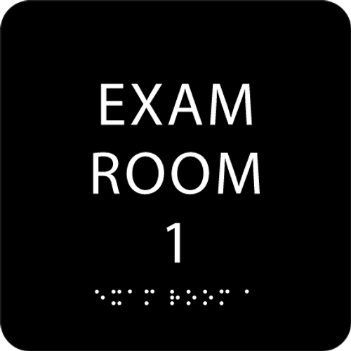 Black Exam Room 1 ADA Sign