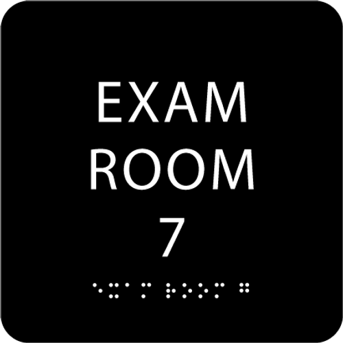 Black Exam Room 7 Sign w/ ADA Braille