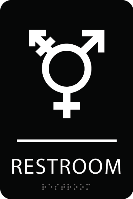 Black Inclusive Restroom ADA Sign