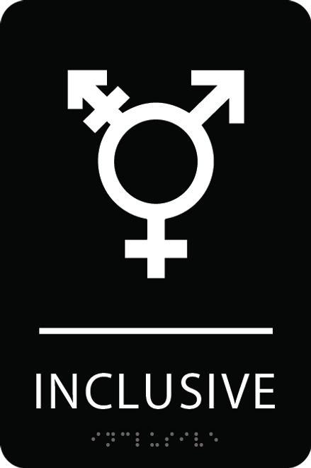 Black Inclusive Gender Neutral Bathroom Sign