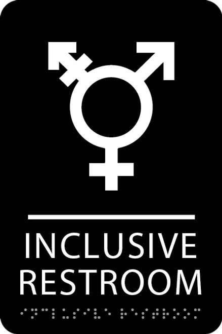 Black Inclusive Restroom ADA Sign
