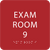 Red  Exam Room 9 Sign w/ ADA Braille