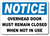 Notice Overhead Door Must Remain Closed When Not in Use Sign