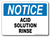 Notice Acid Solution Rinse Sign