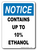 Notice Contains up to 10% Ethanol Sign Vertical