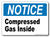 Notice Compressed Gas Inside Sign