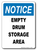 Notice Empty Drum Storage Area Sign