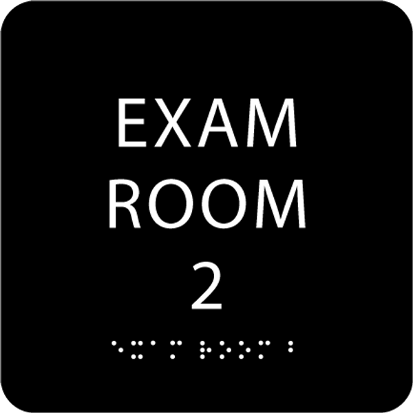 Black ADA Exam Room 2 Sign with Braille