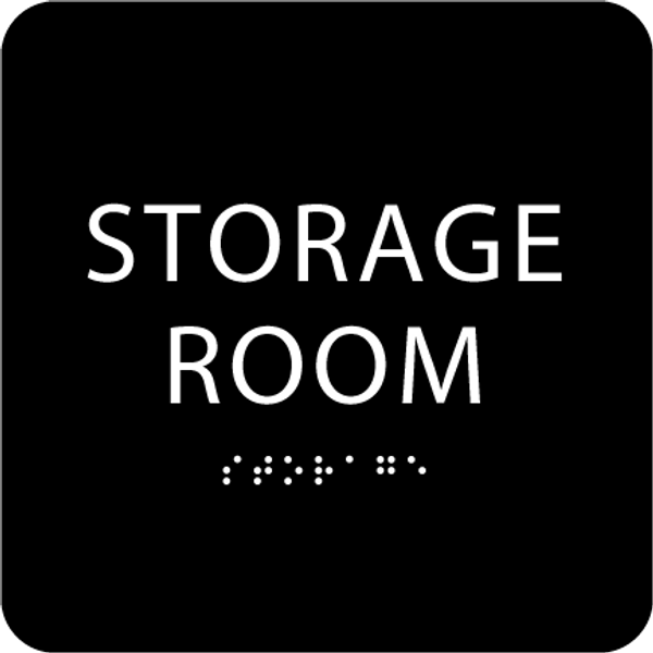 Black Tactile Storage Room Sign