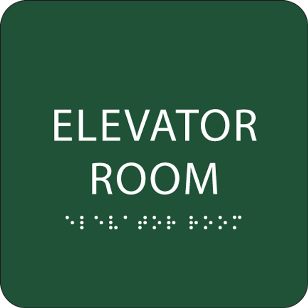 Green Elevator Room Tactile Sign