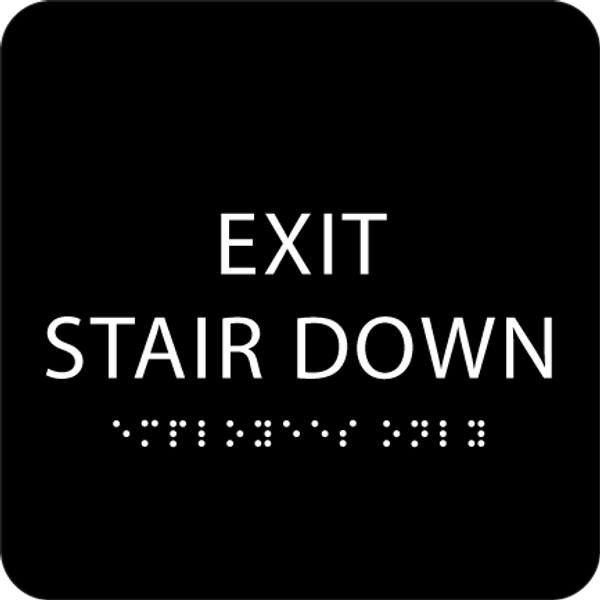 Black Exit Stair Down ADA Sign