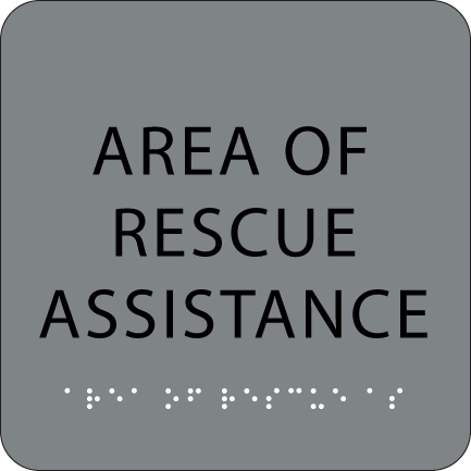 Grey Rescue Sign Raaf Braille Area of Rescue Assistance ADA Sign - ADA compliant with Braille ...