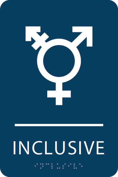 Dark Blue Inclusive Gender Neutral Bathroom Sign