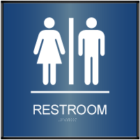 Curved ADA Unisex Restroom Sign w/ Braille