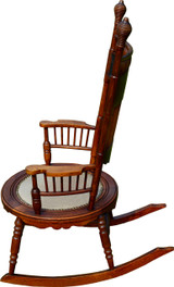 SOLD Oak Press Back Round Seat Rocking Chair