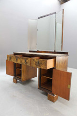 SOLD Antique Burl Walnut Triple-mirror Vanity
