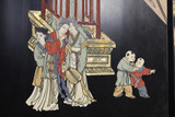 SOLD Antique Black Oriental 8-panel Illustrated Screen Room Divider