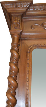 SOLD Carved Walnut Bevel Mirror Wardrobe Armoire with Rope Turn Columns
