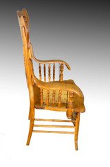 SOLD Oak Pressback Office Arm Chair / Banker's Chair