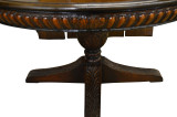 SOLD Antique Mahogany Round Carved 54” Dining Table w/4 Leaves