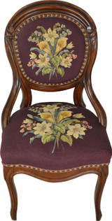 SOLD Victorian Walnut Needlepoint Ladies Boudoir Chair