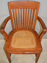 SOLD Oak Lawyers Bankers Cane Seat Arm Chair