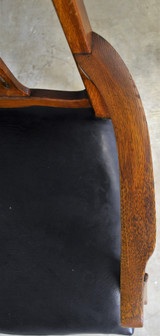 SOLD Set of 6 Oak Dining Chairs with Leather Seats