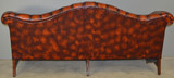 SOLD Leather Tufted Chippendale Camel Back Sofa