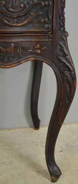 SOLD Carved Unusual Walnut Marble Top Ladies Chest