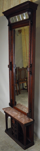 SOLD Eastlake Marble Top Pier Mirror with Barley Twist Posts