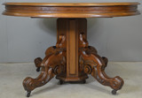 SOLD Victorian Round Walnut Banquet Dining Table Open 127 Inches