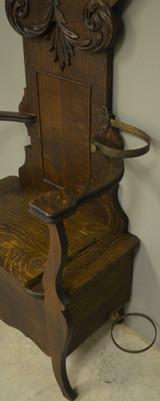 SOLD Oak Carved Bevel Glass Victorian Hall Tree