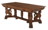 SOLD Oak R.J.Horner Carved Standing Griffin Library Table