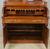 SOLD Victorian Burl Walnut Cylinder Secretary Desk with Pillars