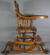 SOLD Oak Children’s Press Back Up and Down High Chair