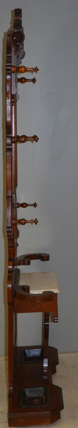 SOLD Victorian Marble Top Burl Walnut Hall Tree