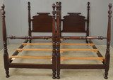 SOLD Pair of Tall Twin Mahogany Pineapple Poster Beds